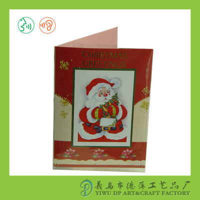 【圣诞植绒录音贺卡出口澳洲诚信工厂】价格,厂家,图片,贺卡,义乌市德萍工艺品厂-