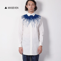 MIXSEVEN原创复古运动拼接廓形裁剪黑透明纱情侣衬衫长衬衣升级版 - 时尚城(www.fadsc.com)